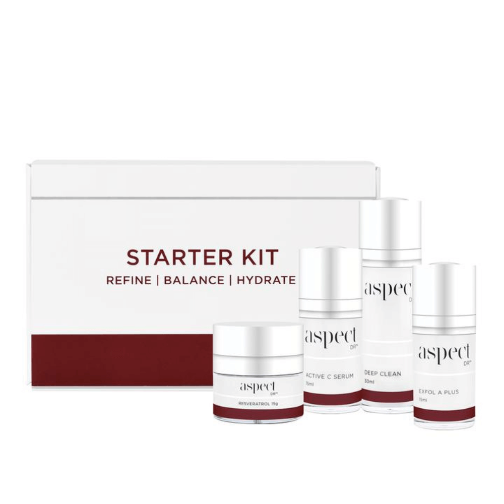 aspect dr starter kit box and serum bottles
